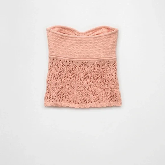 NWOT AE Cropped Crochet Tube Top - Picture 5 of 11